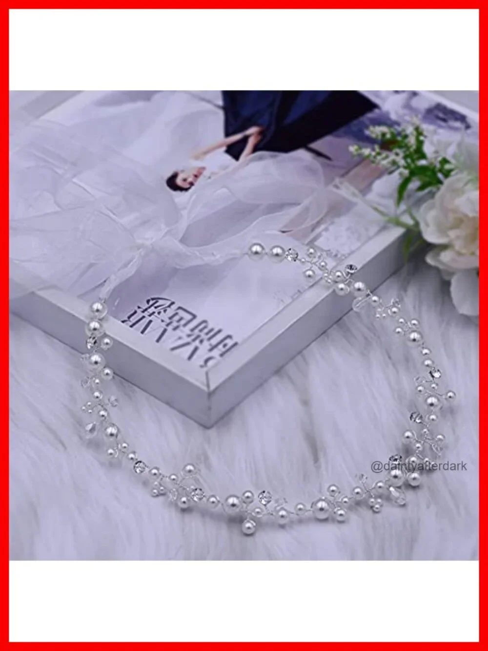 Pearl and Crystal Headband Hair Vine for Bridal Wedding Headpiece